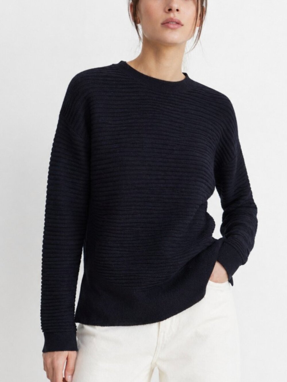 COS  textured knitted wool midnight blue/black Sweater Sz XS
